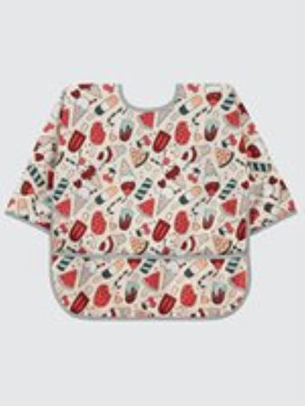 Civil Baby Dondurma Baskılı Uzun Kollu Mama Önlüğü - Gri Standart