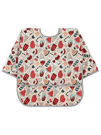 Civil Baby Dondurma Baskılı Uzun Kollu Mama Önlüğü - Gri Standart