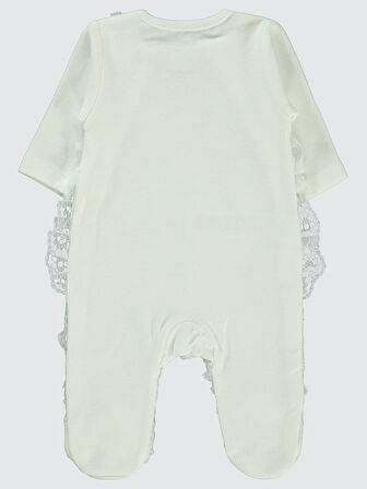 Pierre Cardin Kız Bebek Patikli Tulum 0-3 Ay Ekru