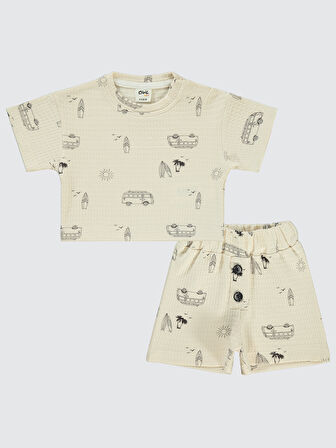 Civil Baby Erkek Bebek Şortlu Takım 6-18 Ay Bej