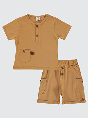 Civil Baby Erkek Bebek Şortlu Takım 6-18 Ay Taba