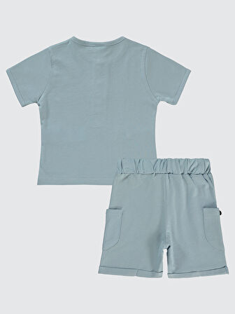 Civil Baby Erkek Bebek Şortlu Takım 6-18 Ay Buz Mavi