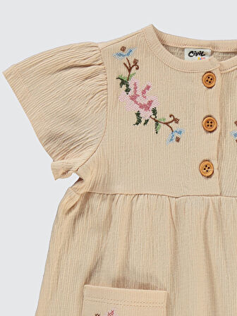 Civil Baby Kız Bebek Elbise 6-18 Ay Bej