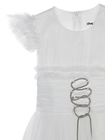 Civil Girls Bağcıklı 6-14 Yaş Abiye - Beyaz8-9 Yaş