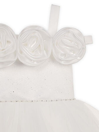 Civil Girls Güllü  2-5 Yaş Abiye - Beyaz4-5 Yaş