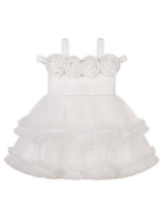 Civil Girls Güllü  2-5 Yaş Abiye - Beyaz5-6 Yaş