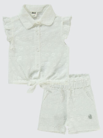 Civil Baby Kız Bebek Şortlu Takım 6-18 Ay Ekru