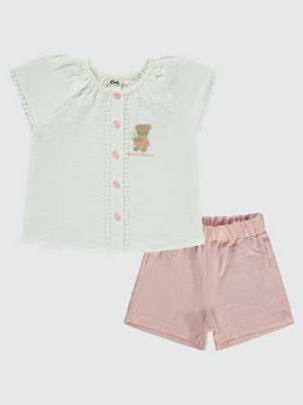 Civil Baby Kız Bebek Şortlu Takım 6-18 Ay Ekru
