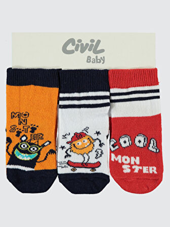 Civil Baby Erkek Bebek 3'lü Çorap Set 6-18 Ay Lacivert