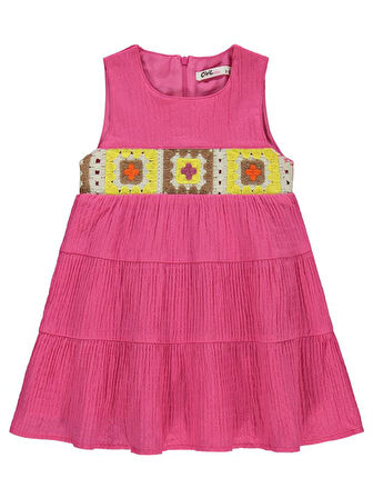 Civil Girls Roba Desenli 2-5 Yaş Elbise - Fusya 2-3 Yaş