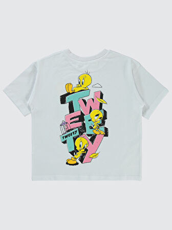 Tweety Kız Çocuk Tişört 6-9 Yaş Beyaz