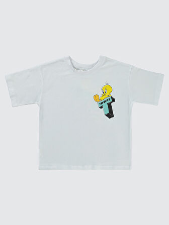 Tweety Kız Çocuk Tişört 6-9 Yaş Beyaz