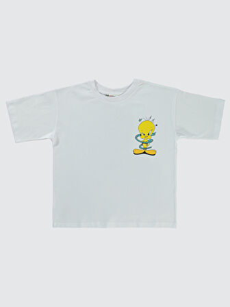 Tweety Kız Çocuk Tişört 10-13 Yaş Beyaz