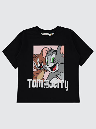 Tom And Jerry Kız Çocuk Tişört 6-9 Yaş Siyah