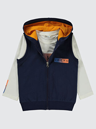 Civil Boys Erkek Çocuk Yelekli Sweatshirt 2-5 Yaş Lacivert