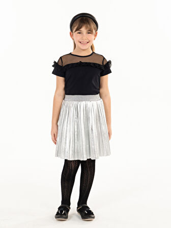 Civil Girls Kız Çocuk Piliseli Etek 6-9 Yaş Gri