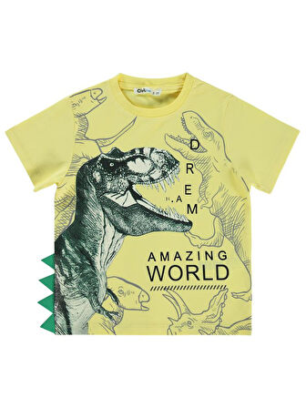 Civil Boys Dinozor World Baskılı 2-5 Yaş Tişört - Sarı3-4 Yaş