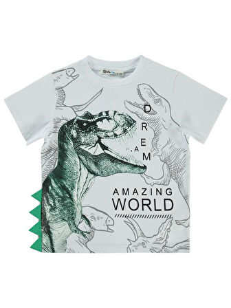 Civil Boys Dinozor World Baskılı 2-5 Yaş Tişört - Beyaz3-4 Yaş