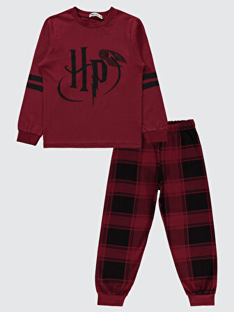 Harry Potter Erkek Çocuk Pijama Takımı 10-13 Yaş Bordo