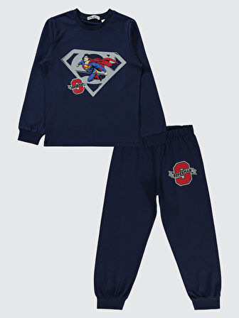 Superman Erkek Çocuk Pijama Takımı 6-9 Yaş Lacivert