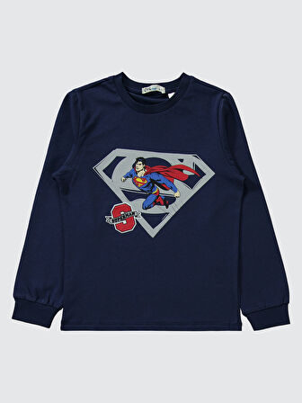 Superman Erkek Çocuk Pijama Takımı 6-9 Yaş Lacivert