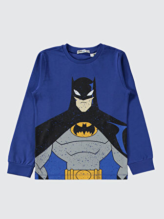 Batman Erkek Çocuk Pijama Takımı 6-9 Yaş Saks Mavisi