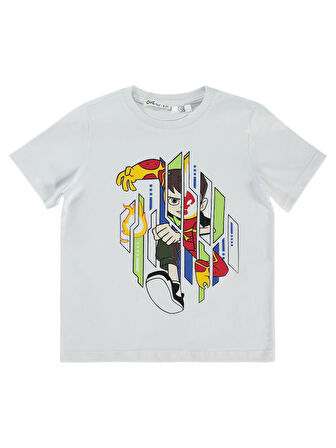 Ben 10 Benten Baskılı 6-9 Yaş Tişört - Beyaz6-7 Yaş