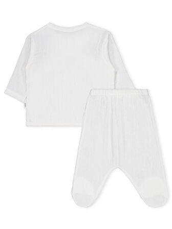 Civil Baby Ayıcık Baskılı Zıbın Takımları - Ekru 0-1 Ay