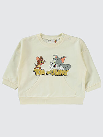 Tom and Jerry Erkek Bebek Takım 6-18 Ay Ekru-Gri