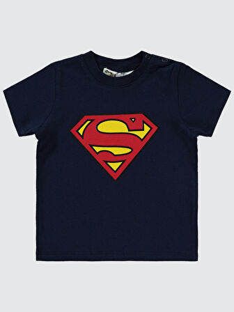 Superman Erkek Bebek Şortlu Takım 6-18 Ay Lacivert