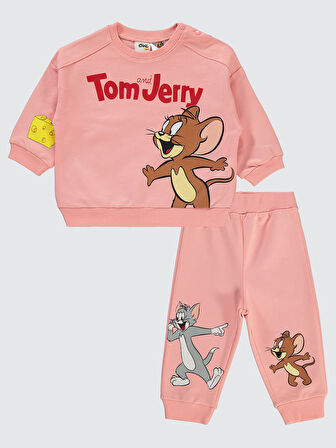 Tom and Jerry Kız Bebek Takım 6-18 Ay Yavruağzı