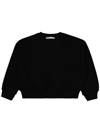 Civil Girls Düz 6-9 Yaş Sweatshirt - Siyah 9-10 Yaş