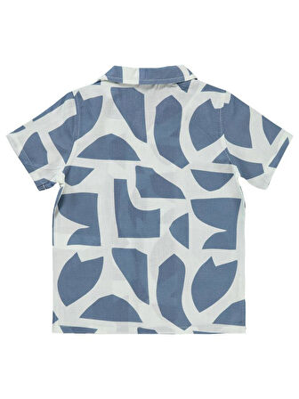 Civil Boys Kendinden Desenli 6-9 Yaş Gömlek - Mavi8-9 Yaş