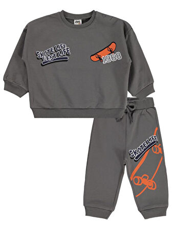 Civil Baby Baskılı 2'li 6-18 Ay Takım - Gri 18-24 Ay