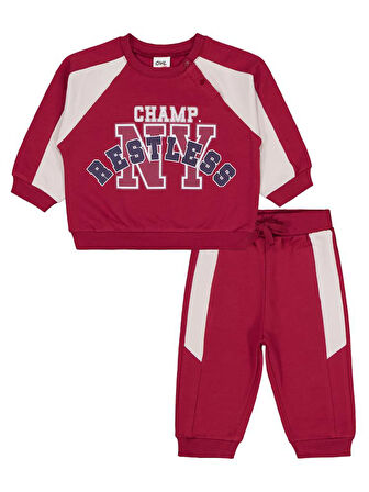 Civil Baby Restless Baskılı 6-18 Ay Takım - Bordo 12-18 Ay