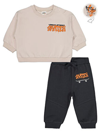 Civil Baby Baskılı 2'li 6-18 Ay Takım - Bej9-12 Ay