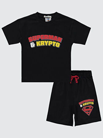 Süperman Erkek Çocuk Takım 2-5 Yaş Siyah