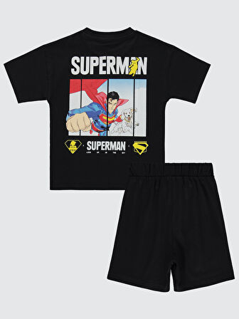 Süperman Erkek Çocuk Takım 2-5 Yaş Siyah
