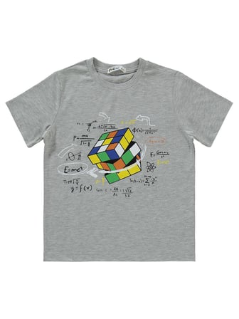 Civil Boys Rubik Küp Baskılı 6-9 Yaş Pijama Takımı - Gri