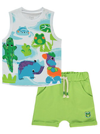 Civil Baby Erkek Bebek Şortlu Takım 6-18 Ay Beyaz