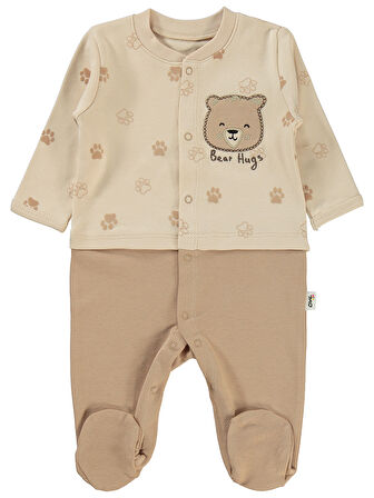 Civil Baby Erkek Bebek Patikli Tulum 1-6 Ay Fil Dişi