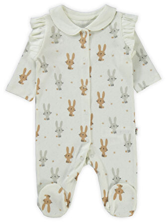 Civil Baby Kız Bebek Patikli Tulum 1-6 Ay FilDişi