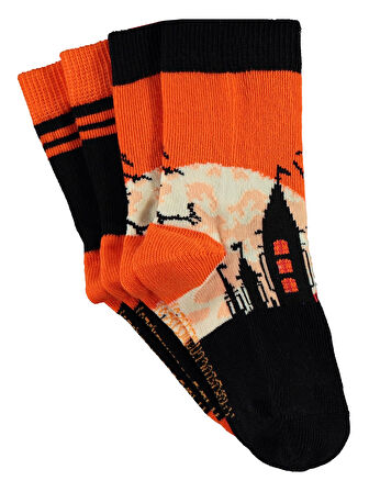 Batman Erkek Çocuk 2'li Soket Çorap Set 3-11 Yaş Turuncu