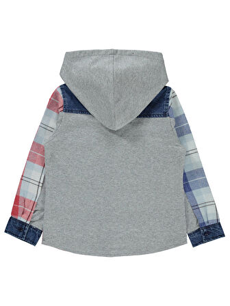 Civil Boys Erkek Çocuk Kapüşonlu Gömlek 6-9 Yaş Saks Mavisi