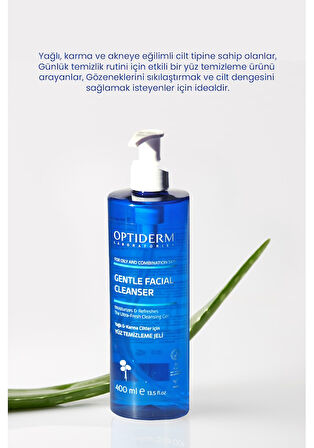 OPTİDERM YÜZ VE CİLT TEMİZLEME JELİ YAĞLI VE KARMA CİLTLER 400ML