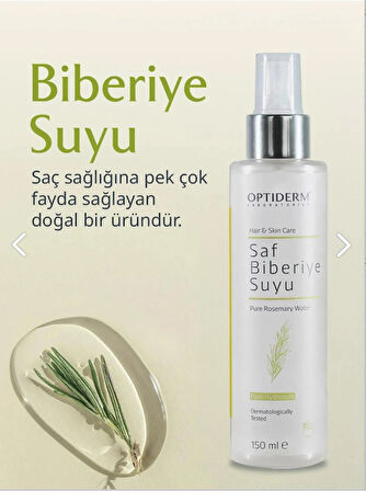 Optiderm Biberiye Suyu Güçlendirici Dökülme Karşıtı Saç Uzatıcı Saç Toniği %100 Doğal ve Saf 150 ml