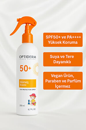 Optiderm Güneş Koruyucu Çocuk Spreyi 200 ml | Hipoalerjenik, Paraben ve Parfüm İçermez