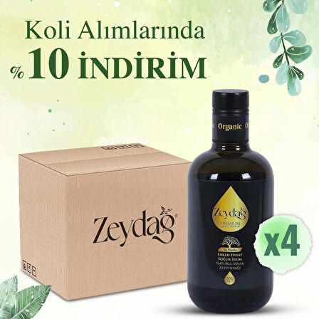 Zeydağ İlk Damla 500 ml Erken Hasat Naturel Sızma Zeytinyağı 4'lü Koli