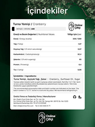 Cranberry Turna Yemiş 500Gr