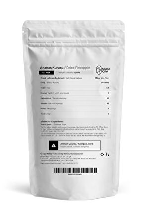 Ananas Kurusu Şekerli 70Gr
